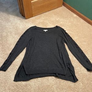 Grey Long Sleeve with lace tie up down the arms. Lauren Conrad, size XL